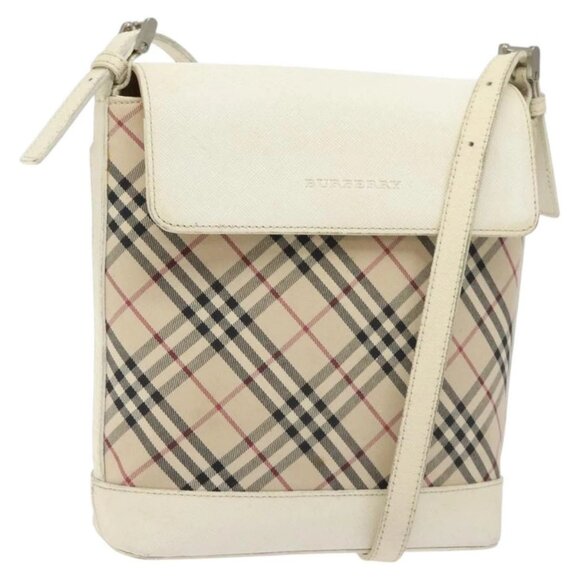 BURBERRY Nova Check Shoulder Bag Canvas Beige Silver Auth yk18321 - Picture 1 of 16